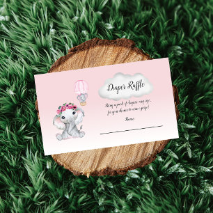 Tarjeta De Recepción Elefante Balón de aire caliente Niña Diaper Raffle
