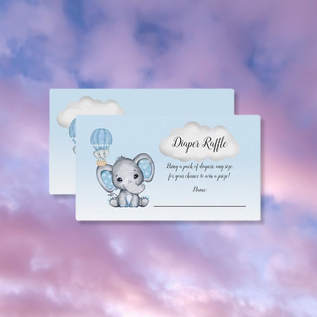 Tarjeta De Recepción Elefante Balón de aire caliente Niño Diaper Raffle (Subido por el creador)
