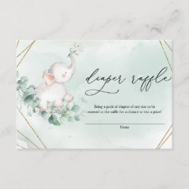 Tarjeta De Recepción Elefante bebé Eucalyptus verde Diper de oro Raffle