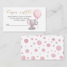 Tarjeta De Recepción Elefante Chica Rosa Con Raffle De Globo