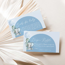 Tarjeta De Recepción Elefante con globo Baby Shower Diaper Raffle