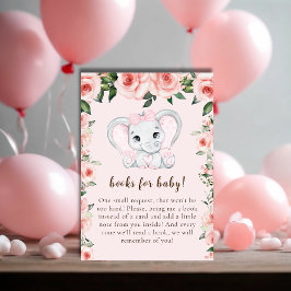 Tarjeta De Recepción Elefante cúbico Rubor Pink Floral Books para bebé