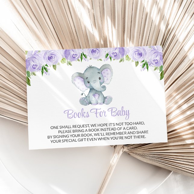 Tarjeta De Recepción Elefante Cuto, Flores Púrpura, Libros Para Bebés (Subido por el creador)