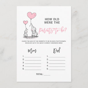 Tarjeta De Recepción Elefante de Baby Shower GAME - Cómo foto de padres