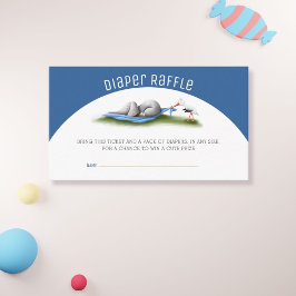 Tarjeta De Recepción Elefante de cigüeña moderna Diaper Raffle