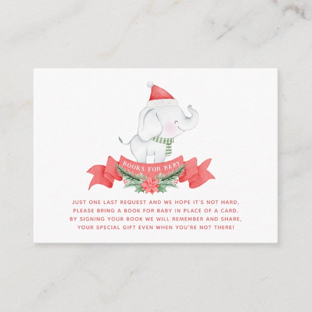 Tarjeta De Recepción Elefante de Navidades Cute | Libros para Baby Show (Anverso)