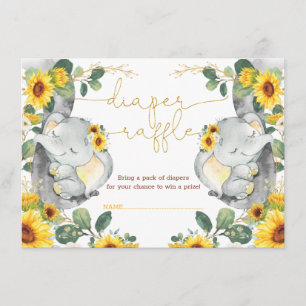 Tarjeta De Recepción Elefante de Sunflower Gemelos de verde Diaper Raff