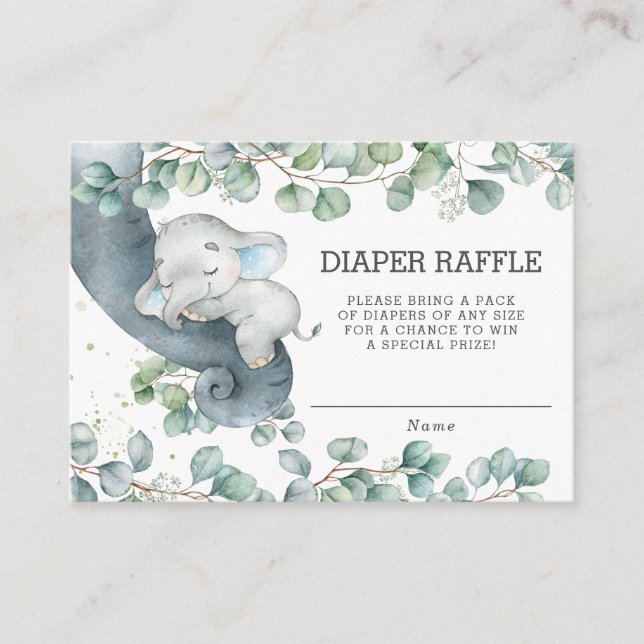 Tarjeta De Recepción Elefante de vegetación rústica Baby Shower Diaper  (Anverso)