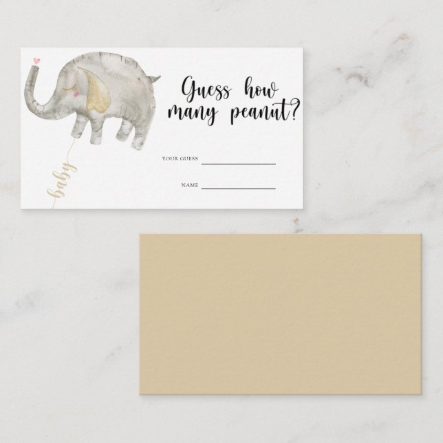 Tarjeta De Recepción Elefante - ducha de bebé adivina cuántos cacahuete (Anverso / Reverso)