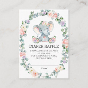 Tarjeta De Recepción Elefante Eucaliptos Floral Verde Diaper Raffle