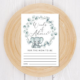 Tarjeta De Recepción Elefante Eucalyptus Palabras de Consejos Baby Show
