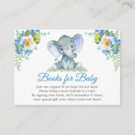 Tarjeta De Recepción Elefante Floral Azul Baby Shower Libros Para Bebés