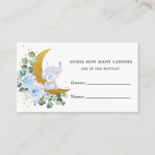 Tarjeta De Recepción Elefante Floral Azul de la vegetación Adivina Cand