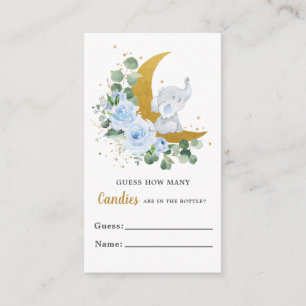 Tarjeta De Recepción Elefante Floral Azul de la vegetación Adivina Cand