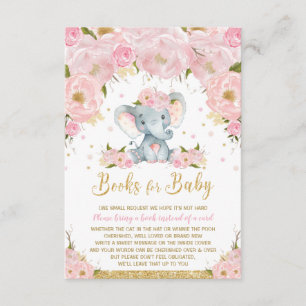 Tarjeta De Recepción Elefante Floral Baby Shower Trae un Libro