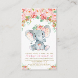 Tarjeta De Recepción Elefante floral Baby Shower trae un libro
