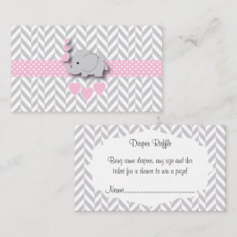 Tarjeta De Recepción Elefante gris rosado 🐘 Baby Shower Diaper Raffle