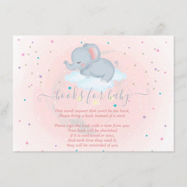 Tarjeta De Recepción elefante lindo, Nube, Baby Shower estático (Anverso)