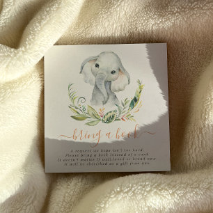 Tarjeta De Recepción Elefante Neutral De Género Adorable Trae Un Libro