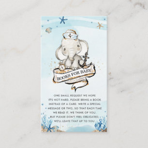 Tarjeta De Recepción Elefante niño náutico Baby Shower trae un libro