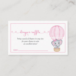 Tarjeta De Recepción Elefante rosa Baby Shower Diaper Raffle
