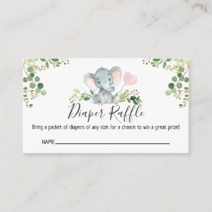 Tarjeta De Recepción Elefante rosa Baby Shower Diaper Raffle 