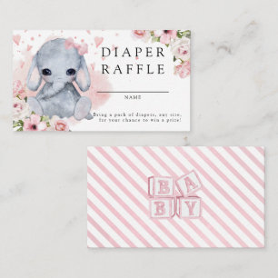 Tarjeta De Recepción Elefante rosa Baby Shower Diaper Raffle