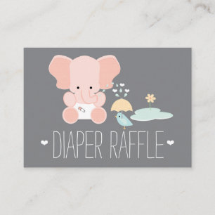 Tarjeta De Recepción Elefante Rosa Pequeño Pájaro Raffle Entradas
