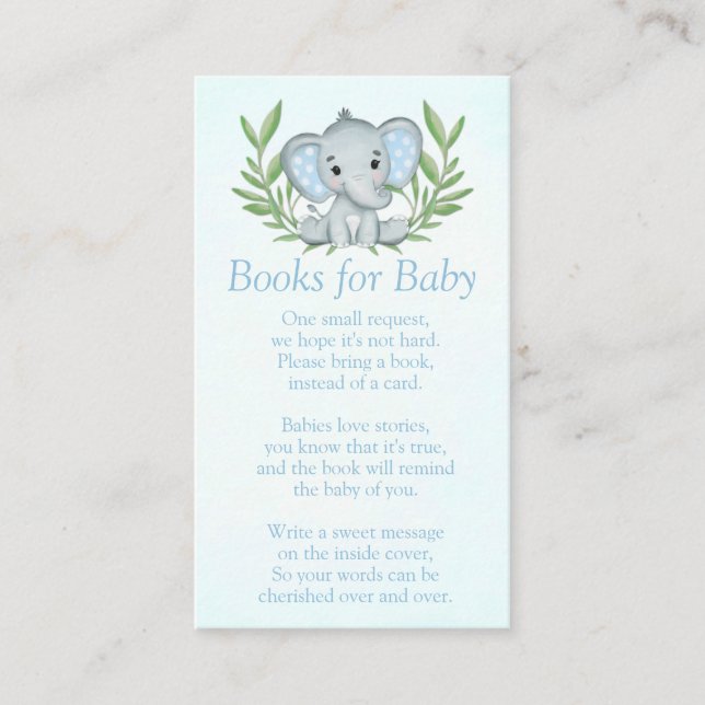 Tarjeta De Recepción Elefante verde: Libros de Baby Shower para bebé (Anverso)