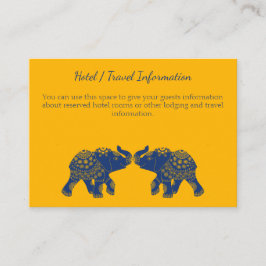 Tarjeta De Recepción Elefantes con temática india en Boda azul real