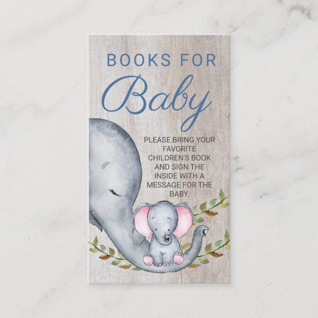 Tarjeta De Recepción Elefantes de la Jungla: Libros de Baby Shower para (Anverso)