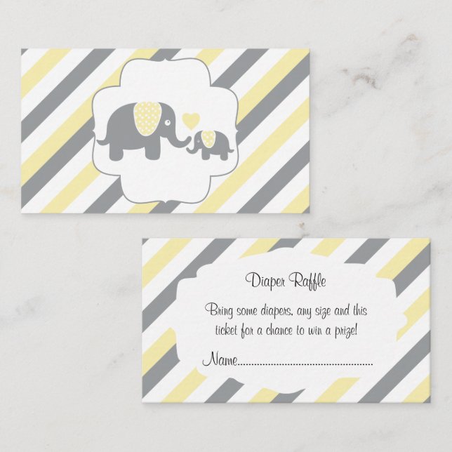Tarjeta De Recepción Elefantes de tiras blancas, amarillas y grises Raf (Anverso / Reverso)