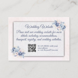 Tarjeta De Recepción Elegancia Boda azul y rosa