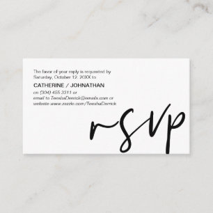 Tarjeta De Recepción Elegancia casual, escritura negra, respuesta RSVP