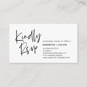 Tarjeta De Recepción Elegancia casual, escritura negra, respuesta RSVP