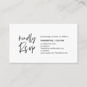 Tarjeta De Recepción Elegancia casual, escritura negra, respuesta RSVP