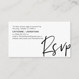 Tarjeta De Recepción Elegancia casual, escritura negra, respuesta RSVP