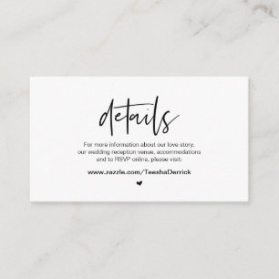 Tarjeta De Recepción Elegancia casual, fuente negra, detalles Boda