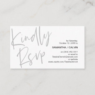 Tarjeta De Recepción Elegancia Casual, Guión Gris Negro, RSVP responde