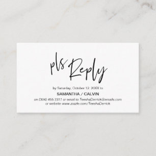 Tarjeta De Recepción Elegancia Casual, Guión Gris Negro, RSVP responde