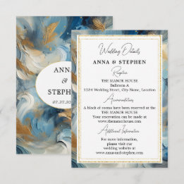 Tarjeta De Recepción Elegancia contemporánea: detalles del oro blanco a