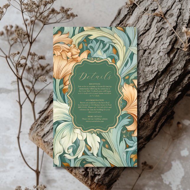 Tarjeta De Recepción Elegancia de época William Morris Boda Floral (Subido por el creador)