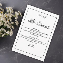 Tarjeta De Recepción Elegancia en blanco y negro detalles Bodas moderno