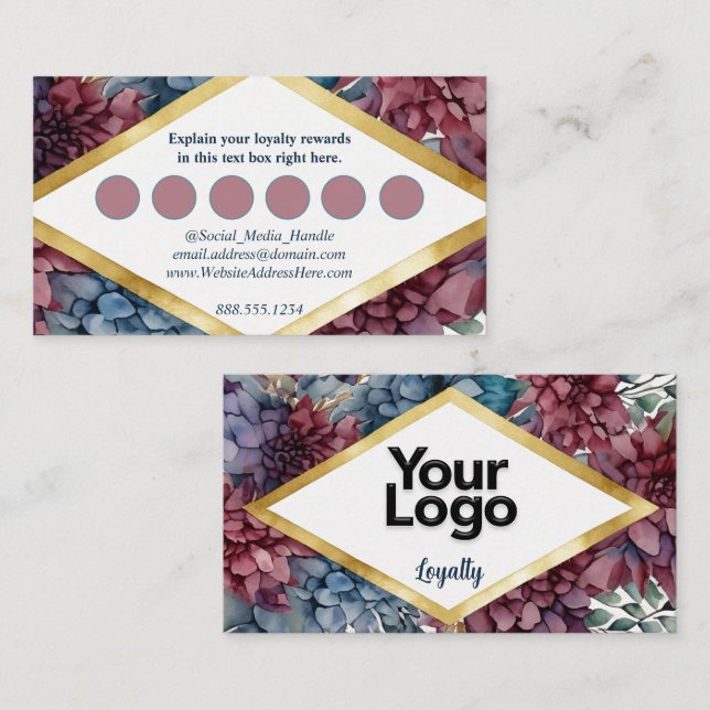 Tarjeta De Recepción Elegancia Encantada Floral Jewel (Anverso / Reverso)