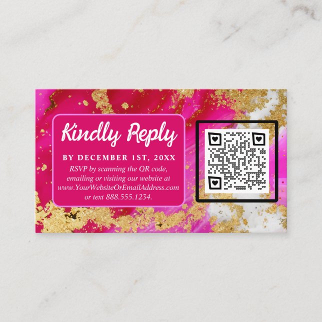 Tarjeta De Recepción Elegancia etérea: Boda inspirado en el geode rosad (Anverso)