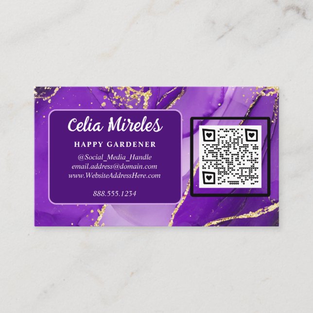 Tarjeta De Recepción Elegancia etérea: código QR inspirado en el geode  (Anverso)