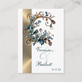 Tarjeta De Recepción Elegancia floral dorada