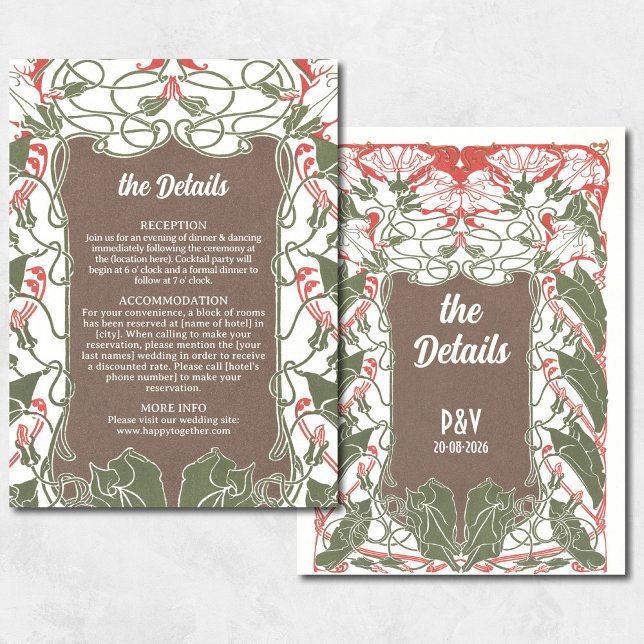 Tarjeta De Recepción Elegancia floral modernista 2 detalles Bodas (Subido por el creador)