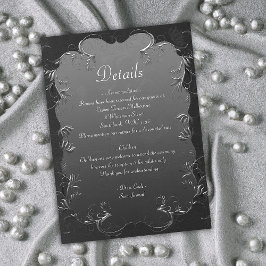 Tarjeta De Recepción Elegancia gris y detalles del Boda de Swirls plate