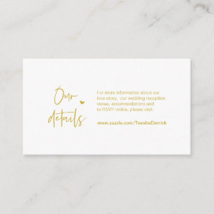 Tarjeta De Recepción Elegancia informal, Minimal, Gold, detalles Bodas
